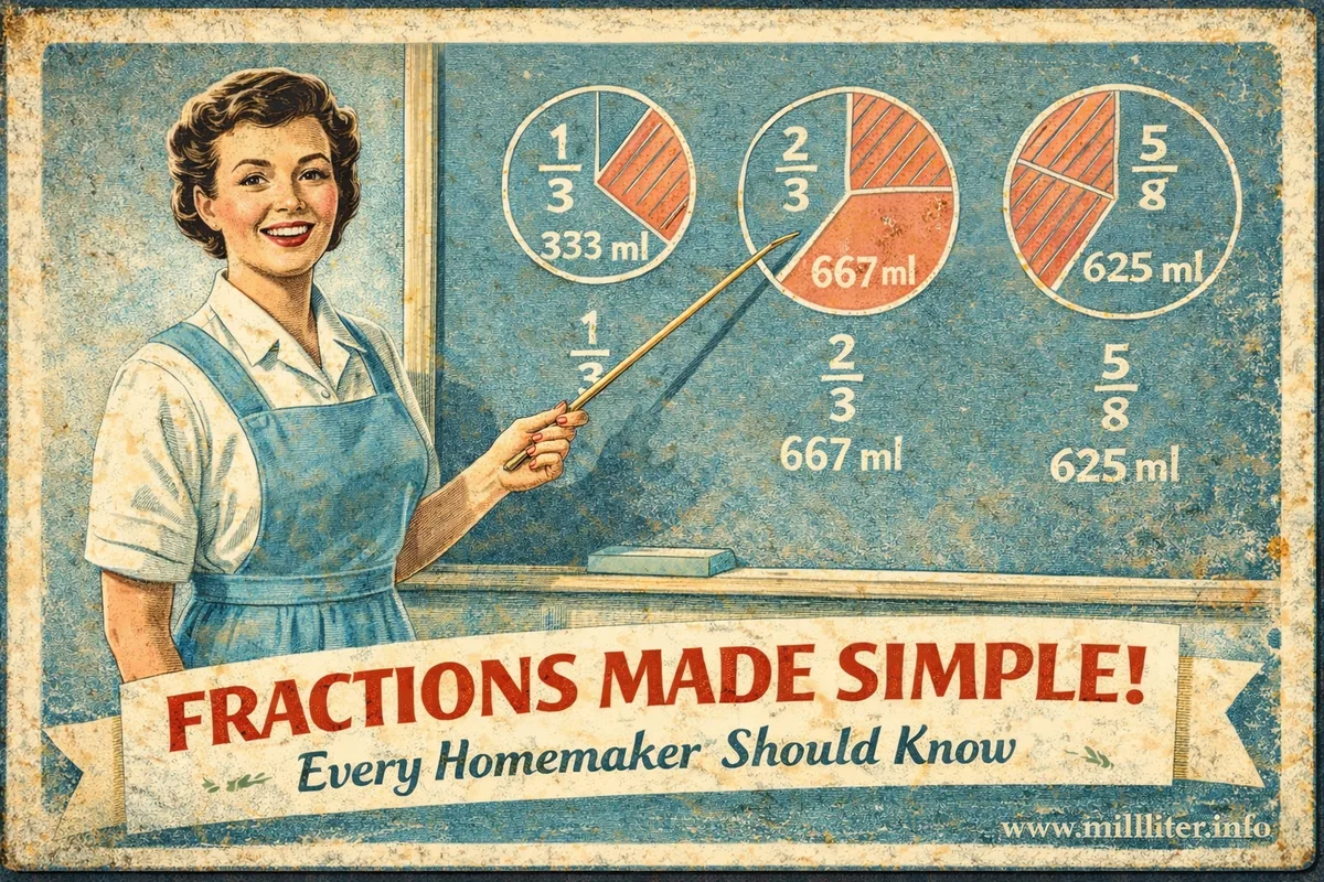 Retro-Schulposter: Fractions Made Simple - Bruchteile auf der Tafel